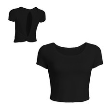 GYM 時尚後背扭結運動上衣 女 短袖 健身瑜珈服