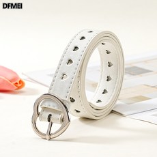 DFMEI 白色皮帶女簡約百搭褲帶時尚個性牛仔褲腰帶女士裝飾