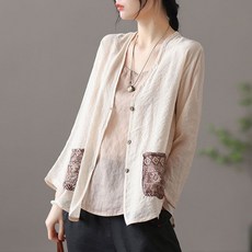 ORZQU 봄 여성 가디건 패션 루즈핏 프린트 얇은 긴팔 코트