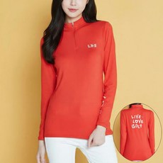 여자 핫레드 모크넥 약기모 반집업 골프 티셔츠 나인홀 30대여성 상의