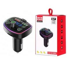 차량용 블루투스 5.0 FM 송신기 PD 18W C타입 듀얼 USB 4.2A 고속 LED 백라이트 분위기 조명 MP3 플레이어, [01] Q7, 01 Q7