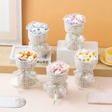 台灣出貨 520 情人節禮物 畢業禮物 泡芙花束 小香風花束 編織花束 毛綫針織禮物 創意花束 精美禮物 禮物 NWIQ, 1個, 【7朵】紫白小香風,成品花束【贈卡片】