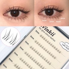 Winkii 노글루 언더속눈썹 5-6mm 내추럴 가닥 언더래쉬 셀프연장 풀 필요없는 아랫눈썹 60pcs, 1개, 언더 라이트