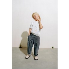 ZARA 패턴 티셔츠 - 스크래치 화이트