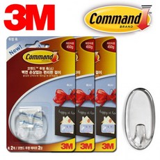 3M 타원 투명 후크걸이 소 6P, 1개