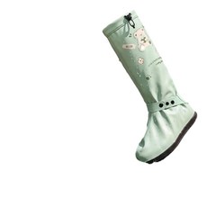 CEYYR 女款高筒雨鞋套 加厚PVC防水防滑登山騎行腳套, 淺綠熊仔
