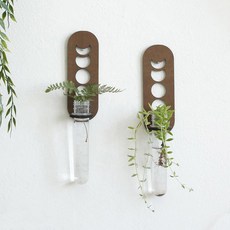 2팩 식물 전파 선반 재배용 번식 장식 스테이션 테라리움 수경 시험관 나무 벽걸이 오피스, Moon Phase Wood