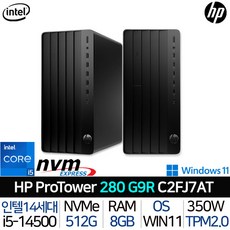 HP 프로타워 280 G9R 코어i5 인텔 14세대 블랙 8GB 512GB WIN11 Home C2FJ7AT_WIN11H, HP 프로타워 280 G9R C2FJ7AT_WIN11H