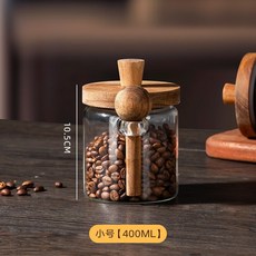 咖啡豆密封罐 玻璃儲存罐 食品級防潮罐 茶葉糖罐 家用, 馬蹄相思木密封罐400ml（小號）,無規格, 1個