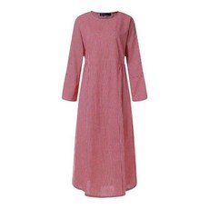 티류으스 여성 여름 레트로 중국풍 아트 콜라주 린넨 A라인 원피스 WY