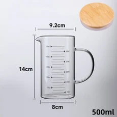 350-1000ml 뚜껑이있는 유리 측정 컵 저울이있는 내열성 측정 머그잔 실험실 비커 핸들 주방 측정 도구, 03 500ml