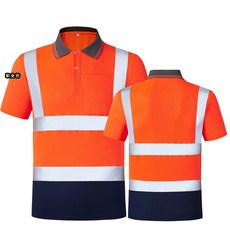 작업복 반팔 건설 유니폼 스카치 산업용, 오렌지 패치 블루(포켓이 있는 반소매)