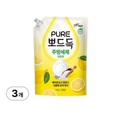 피죤 퓨어 뽀드득 주방세제 레몬향 1.2L 리필 x 3개