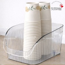 탕비실 정리함 종이컵 디스펜서 큰종이컵 홀더 티백 커피 보관함, 투명, 1개