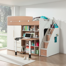 [보루네오] 엘리브 스타 벙커침대 수납계단형 A세트 ys002-1, 화이트,옷장AA