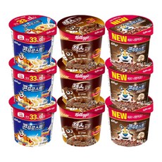 켈로그 컵시리얼 혼합 ( 콘푸로스트 3 첵스초코 3 콘푸로스트다크초코 3 ), 1개