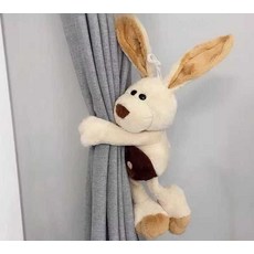 자석 커튼 타이백 홀더 귀여운 토끼인형 커튼 묶기, 베이지 토끼 자석 커튼 타이백(1개), 1개