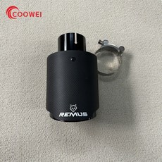 머플러 Akrapovic용 레무스 블랙 섬유 매트 배기 스테인레스 팁 자동차 스트레이트 탄소 장식 시스템 범용, [01] ID 48mm-OD 76mm, 1개