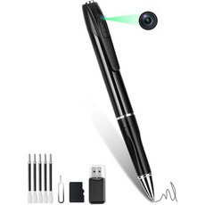 미니 카메라 펜 64GB 메모리 카드 포함 1080P HD 감시 포켓용 휴대용 검정