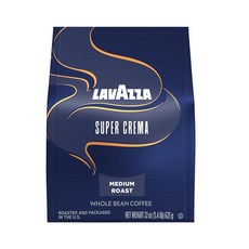Lavazza Super Crema 원두 커피 미디엄 에스프레소 로스트 아라비카 및 로부스타 블렌드 623.7g(22온스) 백, 1, 623g, 홀빈