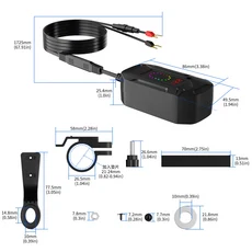 오토바이 휴대폰 충전기 30W PD Type-C 18W USB 포트(텔레스코픽 충전 케이블 및 전압계 스위치 포함), 01 CS-2035A1