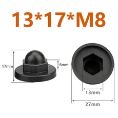 블랙 육각 너트 볼트 보호 캡 플라스틱 장식 슬리브 나사 M8 M10 10 개, 05 13x17xM8 (10pcs)