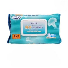 易立爽 純水濕巾 80抽 三倍厚度 99.9%純水 超大尺寸濕紙巾 990g, 1個, 易立爽特厚超大純水濕巾(8包上限)