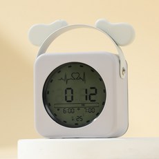 DIU 電子時鐘兒童學生專用桌面鐘錶高顏值溫度數字顯示小鬧鐘, DZ2207灰色小狗:如圖