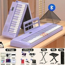 접이식 피아노 88건반 악기 본체 디지털 입문용 a타입 전자피아노 키 휴대용 미디, 1개, AO. 접이식 초급 블루투스 조명 모델 61건 퍼플