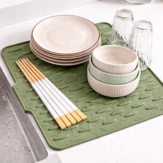 하스몰 싱크대 다용도 배수 실리콘 물빠짐 선반 식기건조대 드라잉매트, 그린, 1개