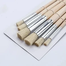 6/12pcs 스텐실 페인트 브러쉬 세트 강모 머리 나무 손잡이 DIY 공예에 적합 수채화 오일 및 아크릴, 1개