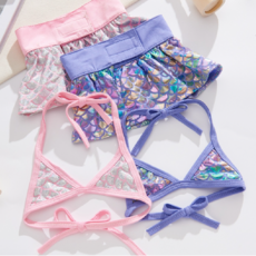 인어공주 강아지 비키니 수영복, 1개, 핑크