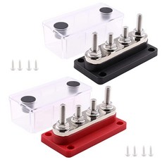 Gloaso Marine Busbar 12V 300A 구리 버스 바 전원 분배 블록 0.8cm(5/16인치) 포스트 터미널 4개 자동차 RV 태양열 가정용 오프 그리드