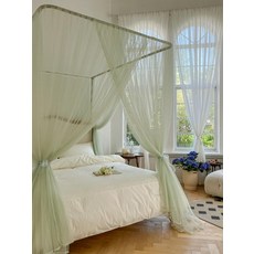 레이스 침대캐노피 공주 커튼 북유럽 모기장 가림막 방한 텐트형 인테리어, 105 스테인리스스틸U자형프레임포함 E