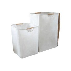 日系簡約摺疊手提布藝髒衣籃 - 家用臥室浴室洗衣收納筐洗衣簍, 米白大號27*40*56cm