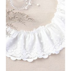 퀼트스타 [주름] 에델 플라워 이중주름 면 오간자 자수레이스_백아이보리 240, 1개, 백아이보리 240