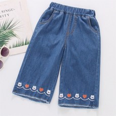 알리팡 여아 여름 캐릭터 자수 데님 반바지