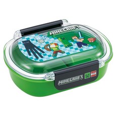 MINECRAFT 26 簡易清洗柔軟可盛裝食物附蓋便當盒 360ml, 綠色, 1個