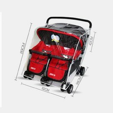 쌍둥이 아기 유모차 액세서리 방수 레인 커버 투명 바람막이 지퍼 열기 푸시 체어 빅 사이즈 비옷, side by side, 1개