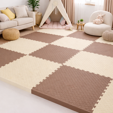 레디보드 2.5cm 두께 EVA 퍼즐매트 30 x 30cm 16개, 1세트, 아이보리+브라운