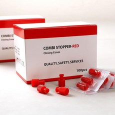 Hynec 루어 스토퍼 레드 클로징 콘 100팩 EO 살균 락 캡 - 수/암 커넥터용 이중 기능 조합_137070, Hynec 루어 스토퍼 레드 클로징 콘, 100팩, E