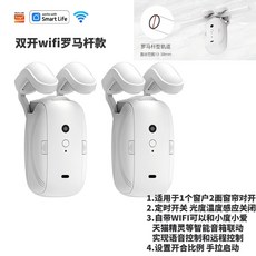 전동커튼 시스템 자동 충전식 스마트 음성제어 레일커튼 블라인드 조절기, 1개, WiFi 이중 로마 막대 리모컨