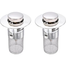 uxcell 욕실 싱크대 배수 스트레이너 탈착식 스테인리스 스틸 필터 바구니 헤어 캐처가 있는 황동 스토퍼 욕조용 1.18-2.36인치 구멍, 1