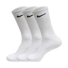 나이키 쿠션 3팩 세트 중목 스포츠 헬스 러닝 양말 화이트 SX4508-101, M(240-260mm), 1개