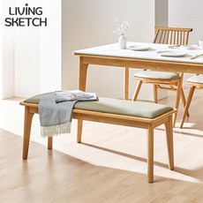 [리빙스케치] 르샬레 2인 원목 PU 벤치 식탁의자, 2인벤치 네츄럴