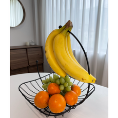 당일발송] 바나나걸이 거치대 과일 바스켓 바구니 철제 스탠드 블랙 간식 홀더, 1개, 철제 바나나걸이
