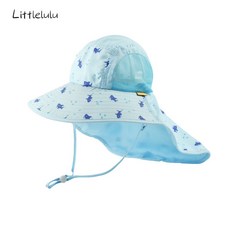 兒童遮陽帽夏戶外薄款防曬帽子防紫外線太陽帽寶寶大檐披肩漁夫帽