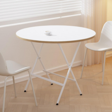 라보토리 원형 다용도 원터치 접이식 식탁 테이블, 4인용, 화이트 베이지AB