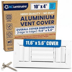 ACLAMINAIRE 30.5cm x 15.2cm(12인치 6인치) 덕트 홀 [34.5cm 19.3cm(13.5인치 7.6인치) 페이스] 알루미늄 3방향 벤트 커버: 조절 가능, 10" x 4" Duct Hole -3 Way