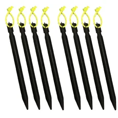 로프 달린 알루미늄 텐트 말뚝 야외 텐트 못 못 텐트 액세서리 장비 18cm, 06 Black 8 pieces